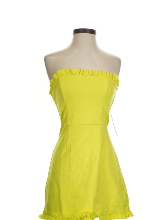Lulus Dresses & Skirts - Lulu's Strapless Ruffle Trim Lime Dress